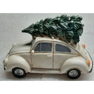 Bringing Home the Tree on our White Beetle, Lighted Headlights, Battery Operated